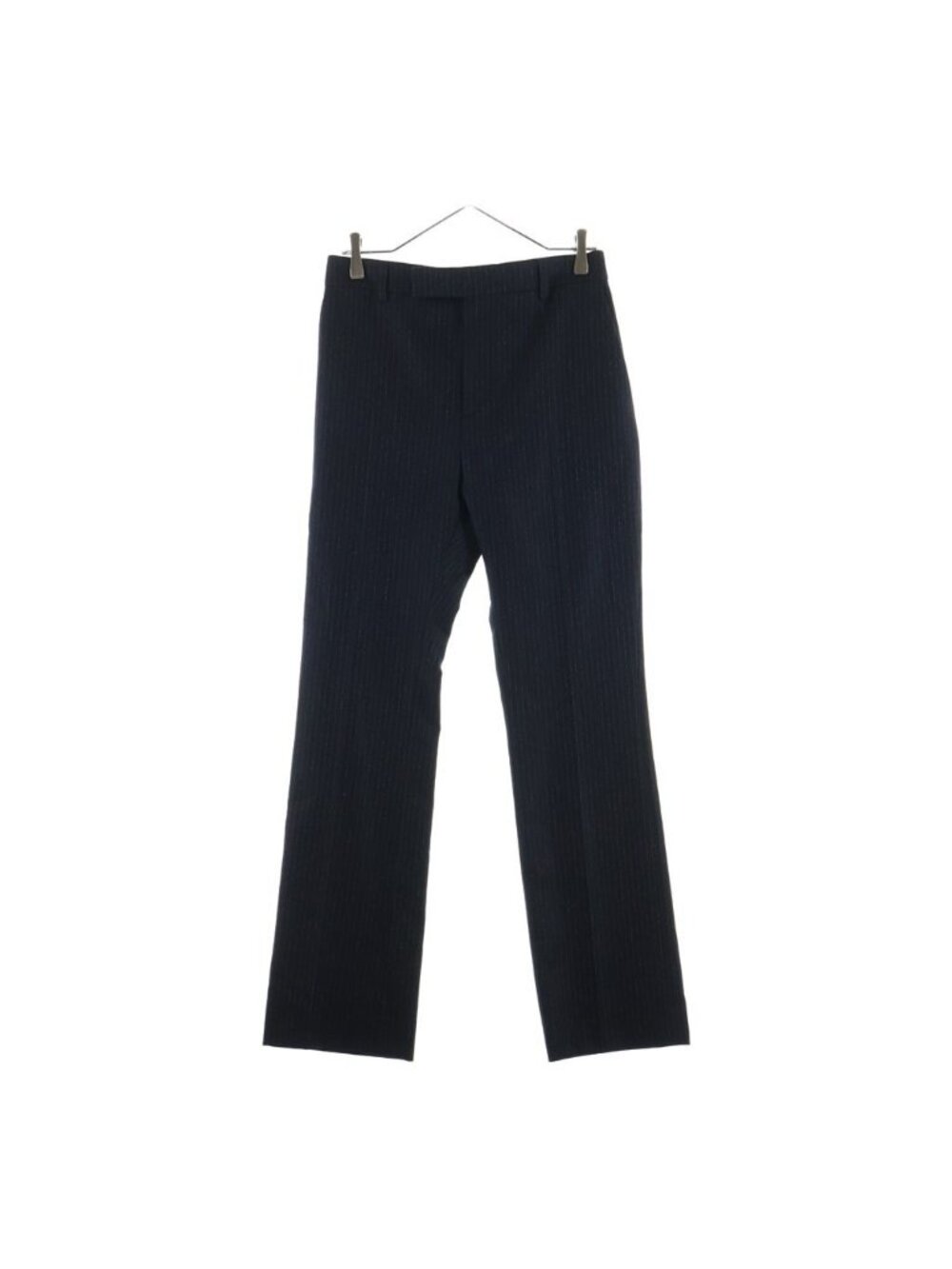 Celine Wool Striped Flare Trousers Long Pants Black